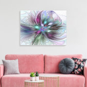 Farbenfrohe Fantasie Abstrakt Moderne Blume Tripty Leinwanddruck (Insitu (Wohnzimmer))