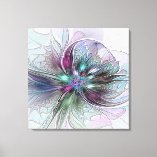 Farbenfrohe Fantasie Abstrakt Moderne Blume Tripty Leinwanddruck