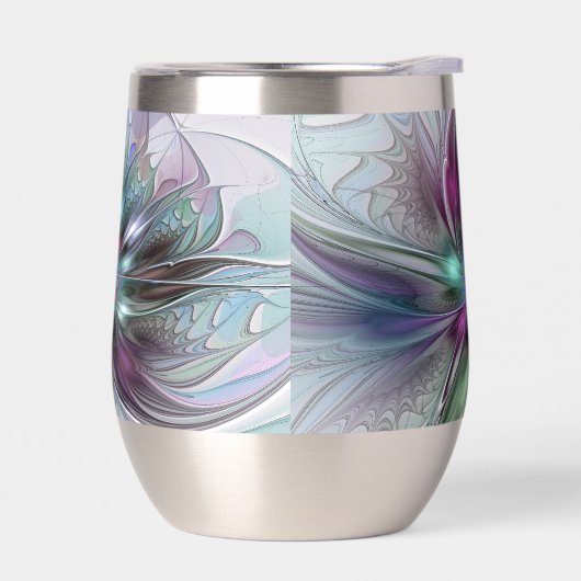 Farbenfrohe Fantasie Abstrakt Modernes Fraktal Blu (Links)