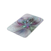 Farbenfrohe Fantasie Abstrakt Modernes Fraktal Blu Badematte (Schrägansicht)