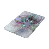 Farbenfrohe Fantasie Abstrakt Modernes Fraktal Blu Badematte (Schrägansicht)