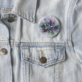 Farbenfrohe Fantasie Abstrakt Modernes Fraktal Blu Button (Beispiel)