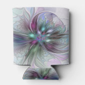 Farbenfrohe Fantasie Abstrakt Modernes Fraktal Blu Dosenkühler (Rückseite)