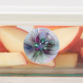 Farbenfrohe Fantasie Abstrakt Modernes Fraktal Blu Etiketten (Befestigt)