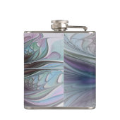 Farbenfrohe Fantasie Abstrakt Modernes Fraktal Blu Flachmann (Rückseite)