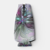 Farbenfrohe Fantasie Abstrakt Modernes Fraktal Blu Flaschenkühler (Rückseite)