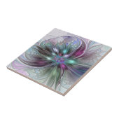 Farbenfrohe Fantasie Abstrakt Modernes Fraktal Blu Fliese (Seite)