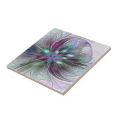 Farbenfrohe Fantasie Abstrakt Modernes Fraktal Blu Fliese (Seite)