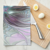 Farbenfrohe Fantasie Abstrakt Modernes Fraktal Blu Geschirrtuch (Viertel Falte)