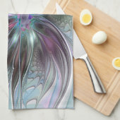 Farbenfrohe Fantasie Abstrakt Modernes Fraktal Blu Geschirrtuch (Viertel Falte)