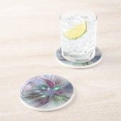 Farbenfrohe Fantasie Abstrakt Modernes Fraktal Blu Getränkeuntersetzer (Seite)