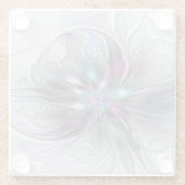 Farbenfrohe Fantasie Abstrakt Modernes Fraktal Blu Glasuntersetzer (Rückseite)