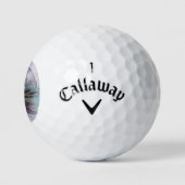 Farbenfrohe Fantasie Abstrakt Modernes Fraktal Blu Golfball (Logo)