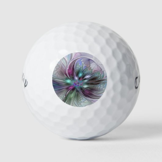 Farbenfrohe Fantasie Abstrakt Modernes Fraktal Blu Golfball (Vorderseite)