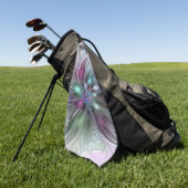 Farbenfrohe Fantasie Abstrakt Modernes Fraktal Blu Golfhandtuch (Gras)