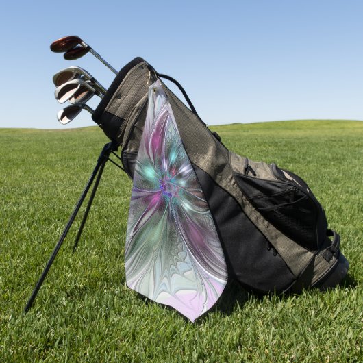 Farbenfrohe Fantasie Abstrakt Modernes Fraktal Blu Golfhandtuch (Gras)