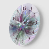Farbenfrohe Fantasie Abstrakt Modernes Fraktal Blu Große Wanduhr (Winkel)