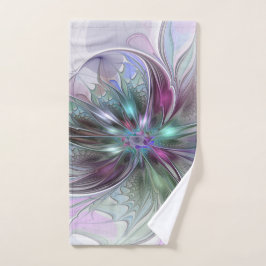 Farbenfrohe Fantasie Abstrakt Modernes Fraktal Blu Handtuch