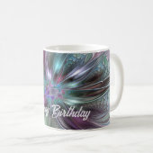 Farbenfrohe Fantasie Abstrakt Modernes Fraktal Blu Kaffeetasse (VorderseiteRechts)