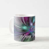 Farbenfrohe Fantasie Abstrakt Modernes Fraktal Blu Kaffeetasse (Vorderseite Links)