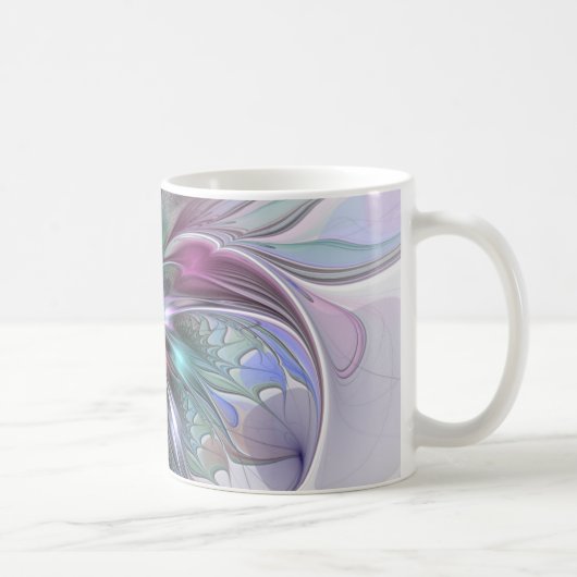 Farbenfrohe Fantasie Abstrakt Modernes Fraktal Blu Kaffeetasse (Rechts)