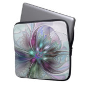 Farbenfrohe Fantasie Abstrakt Modernes Fraktal Blu Laptopschutzhülle (Vorderseite Links)