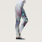 Farbenfrohe Fantasie Abstrakt Modernes Fraktal Blu Leggings (Rechts)