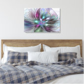 Farbenfrohe Fantasie Abstrakt Modernes Fraktal Blu Leinwanddruck (Insitu (Schlafzimmer))