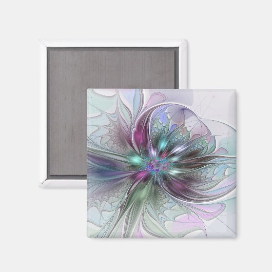 Farbenfrohe Fantasie Abstrakt Modernes Fraktal Blu Magnet (Vorderseite/Rückseite)