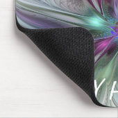 Farbenfrohe Fantasie Abstrakt Modernes Fraktal Blu Mousepad (Ecke)