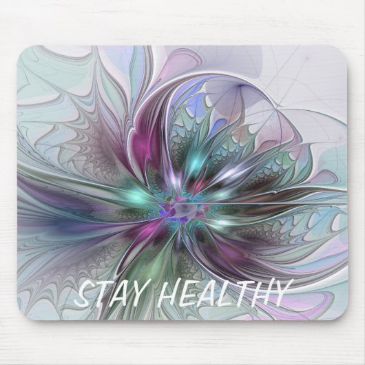 Farbenfrohe Fantasie Abstrakt Modernes Fraktal Blu Mousepad (Vorne)