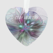 Farbenfrohe Fantasie Abstrakt Modernes Fraktal Blu Ornament (Rückseite)