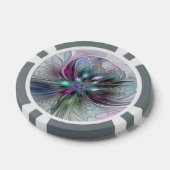 Farbenfrohe Fantasie Abstrakt Modernes Fraktal Blu Pokerchips (Einzeln)