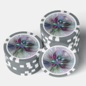 Farbenfrohe Fantasie Abstrakt Modernes Fraktal Blu Pokerchips (Stapel)
