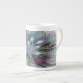 Farbenfrohe Fantasie Abstrakt Modernes Fraktal Blu Porzellantasse (Vorderseite Rechts)