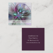 Farbenfrohe Fantasie Abstrakt Modernes Fraktal Blu Quadratische Visitenkarte (Vorne/Hinten)