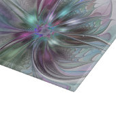 Farbenfrohe Fantasie Abstrakt Modernes Fraktal Blu Schneidebrett (Ecke)