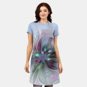 Farbenfrohe Fantasie Abstrakt Modernes Fraktal Blu Schürze (Getragen)