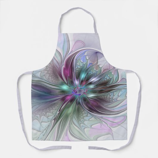 Farbenfrohe Fantasie Abstrakt Modernes Fraktal Blu Schürze (Vorderseite)