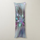 Farbenfrohe Fantasie Abstrakt Modernes Fraktal Blu Seitenschläferkissen (Rückseite (Vertikal))