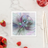 Farbenfrohe Fantasie Abstrakt Modernes Fraktal Blu Serviette (Beispiel)