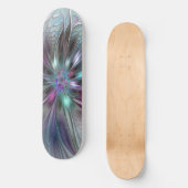 Farbenfrohe Fantasie Abstrakt Modernes Fraktal Blu Skateboard (Vorderseite)