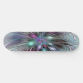 Farbenfrohe Fantasie Abstrakt Modernes Fraktal Blu Skateboard (Horizontal)