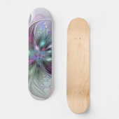 Farbenfrohe Fantasie Abstrakt Modernes Fraktal Blu Skateboard (Vorderseite)