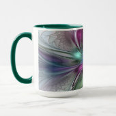 Farbenfrohe Fantasie Abstrakt Modernes Fraktal Blu Tasse (Links)