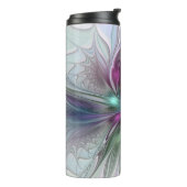 Farbenfrohe Fantasie Abstrakt Modernes Fraktal Blu Thermosbecher (Nach links gedreht)