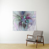 Farbenfrohe Fantasie Abstrakt Modernes Fraktal Blu Wandteppich (Beispiel (Horizontal))