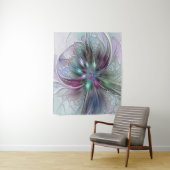 Farbenfrohe Fantasie Abstrakt Modernes Fraktal Blu Wandteppich (Beispiel)