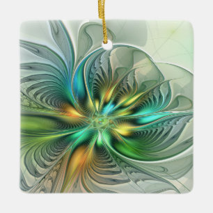 Farbenfrohe Fantasie Abstrakte Blume Fraktal Art Keramikornament