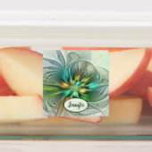 Farbenfrohe Fantasie Abstrakte Blume Fraktal Etiketten (Befestigt)